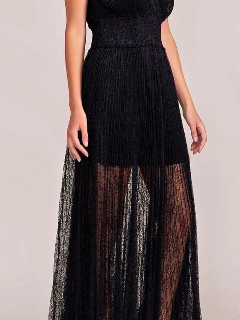 LUCY PARIS Solange Lace Dress Black Maxi Size Medium